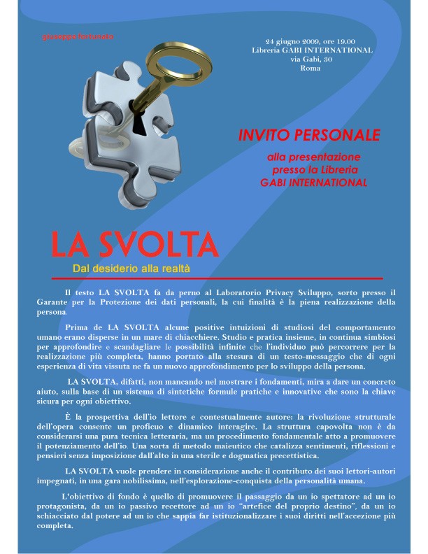 locandina prensetazione testo LA SVOLTA libreria gabi roma